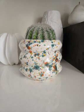 Mudwitch Fruit Salad Speckled Ceramic Planter Trippy Chubby Vase Planter Cup